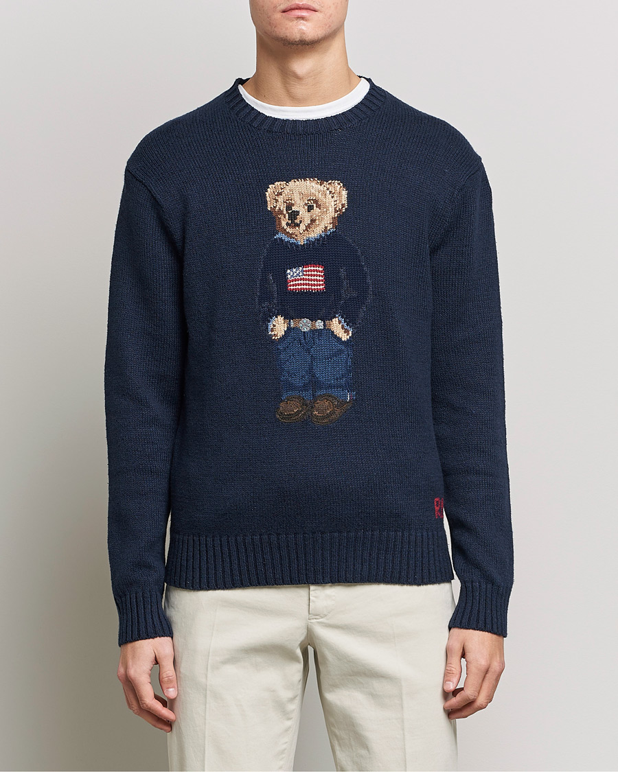 Homme | Pulls Et Tricots | Polo Ralph Lauren | Flag Bear Knitted Sweater Navy