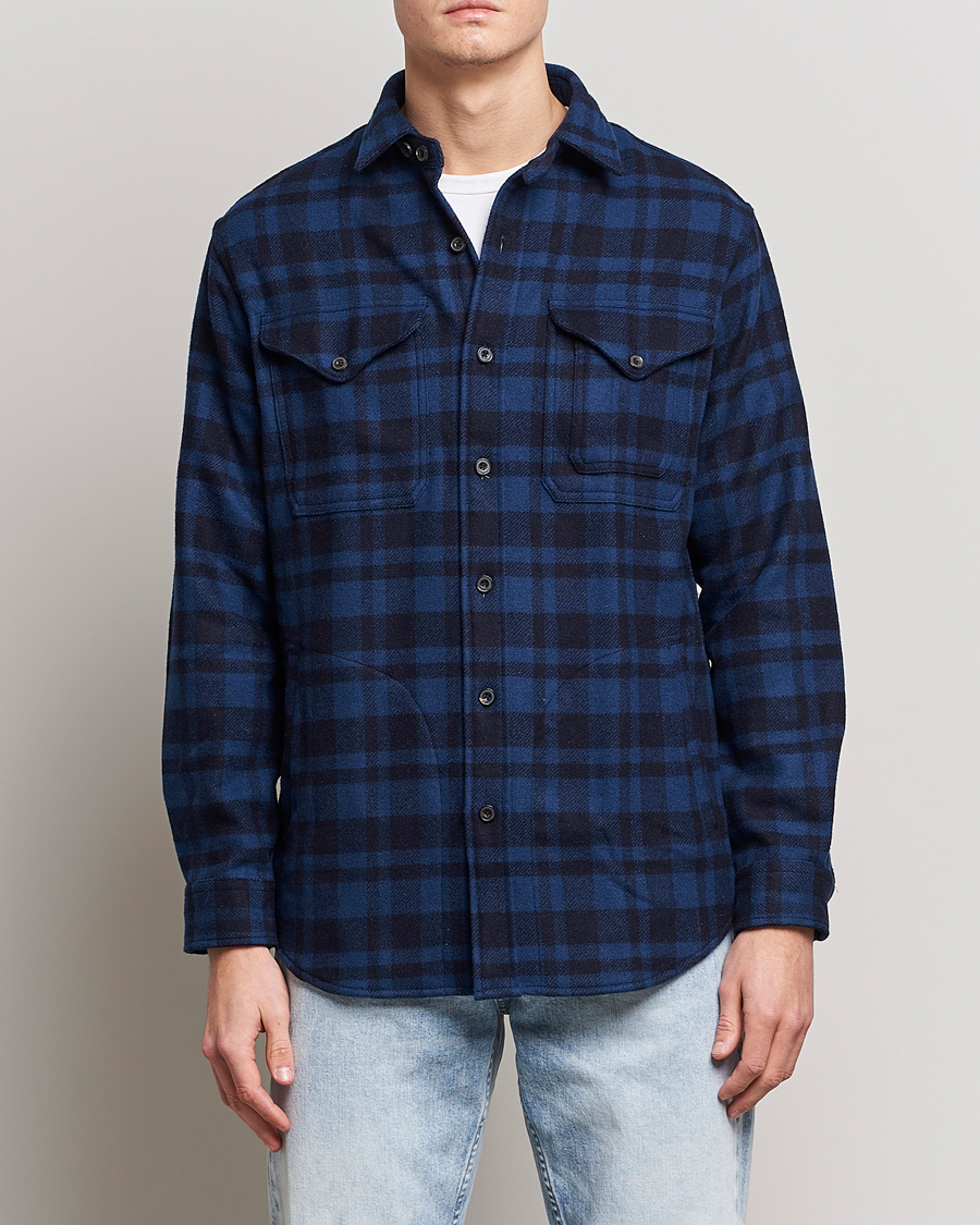 Homme | Chemises | Polo Ralph Lauren | Wool Blend Checked Overshirt Blue/Navy
