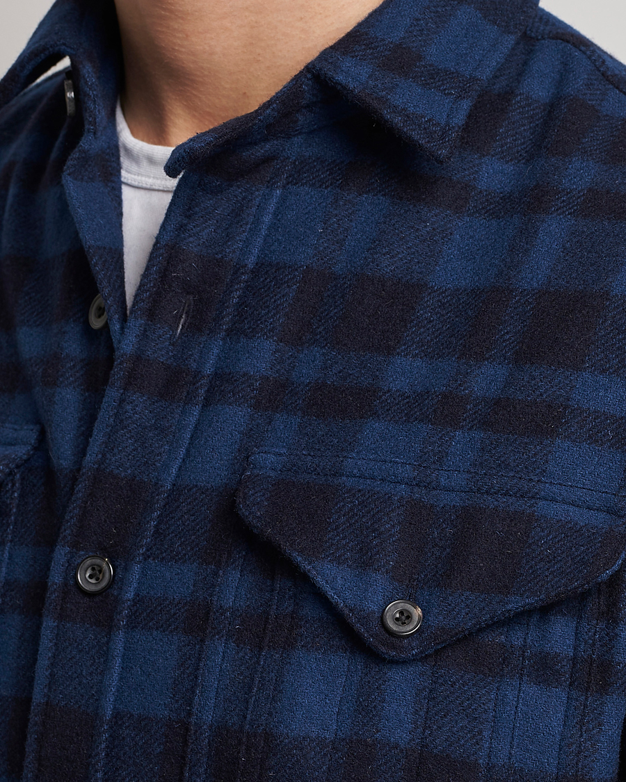 Homme | Chemises | Polo Ralph Lauren | Wool Blend Checked Overshirt Blue/Navy