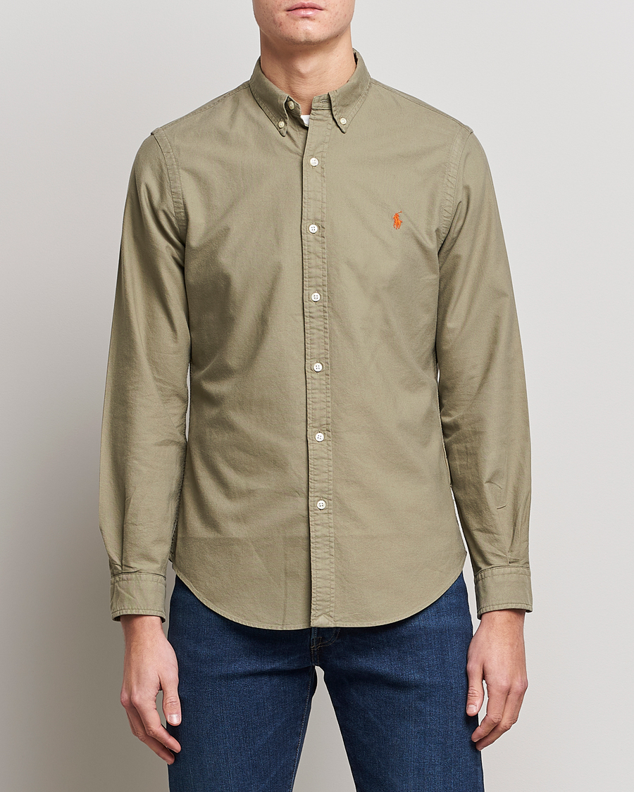 Homme | Soldes -30% | Polo Ralph Lauren | Slim Fit Garment Dyed Oxford Shirt Sage Green