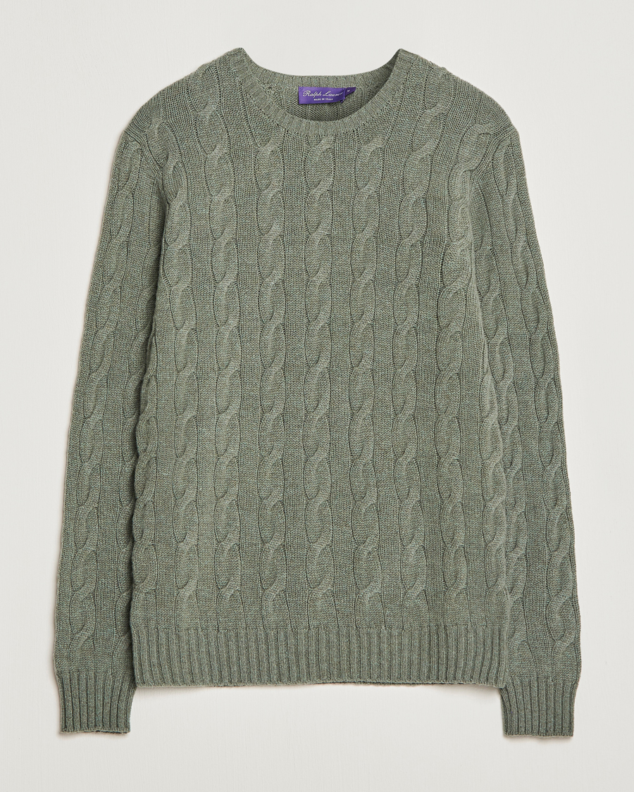 Homme | Pulls Et Tricots | Ralph Lauren Purple Label | Cashmere Cable Crew Neck Sweater Sea Spray
