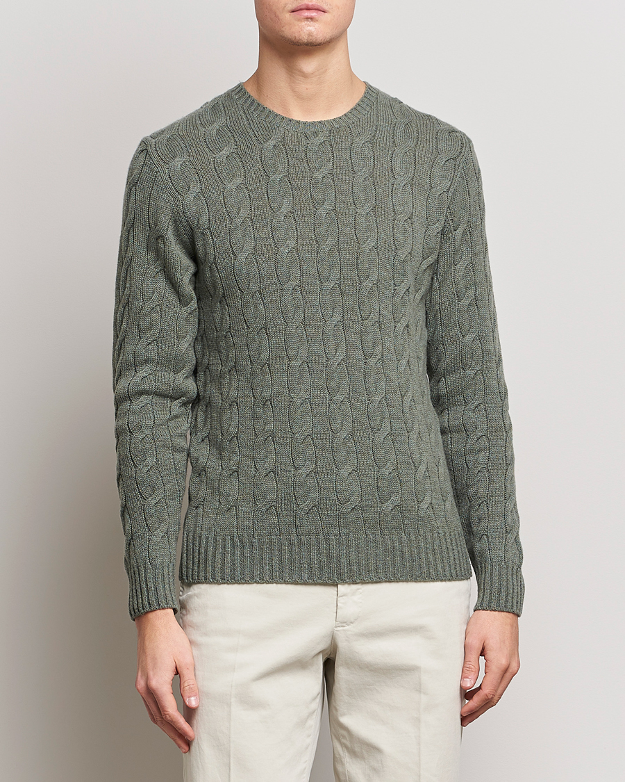 Homme | Pulls Et Tricots | Ralph Lauren Purple Label | Cashmere Cable Crew Neck Sweater Sea Spray