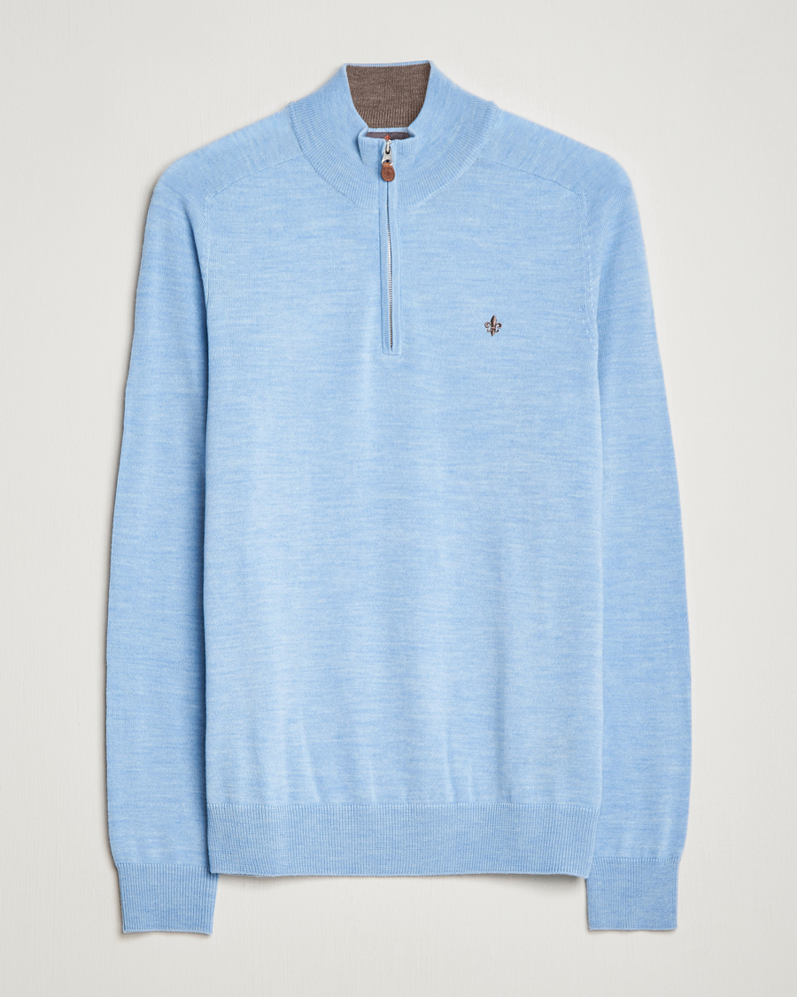 Homme | Pulls Et Tricots | Morris | John Merino Half Zip Light Blue