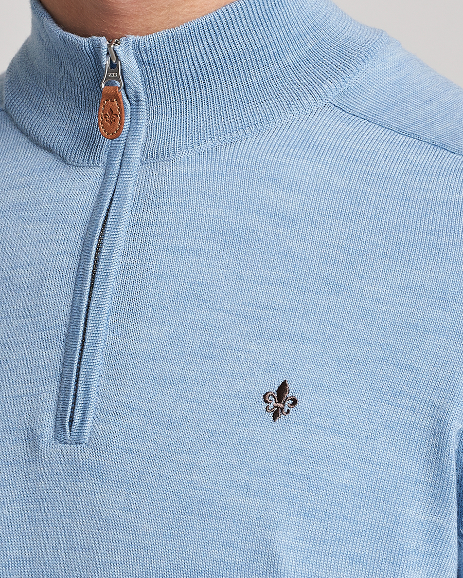 Homme | Pulls Et Tricots | Morris | John Merino Half Zip Light Blue