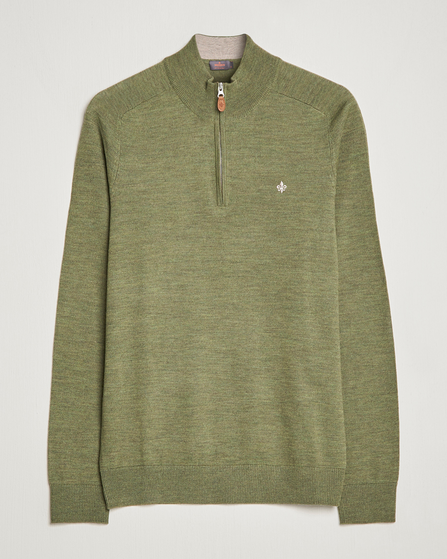 Homme | Pulls Et Tricots | Morris | John Merino Half Zip Sage Green