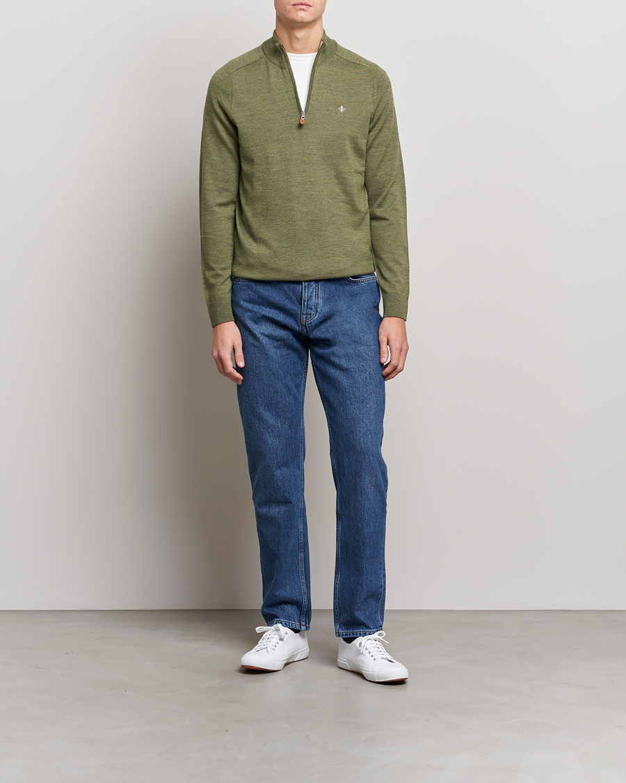 Homme | Pulls Et Tricots | Morris | John Merino Half Zip Sage Green
