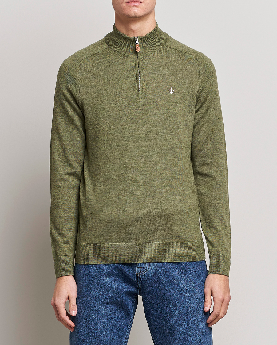 Homme | Pulls Et Tricots | Morris | John Merino Half Zip Sage Green