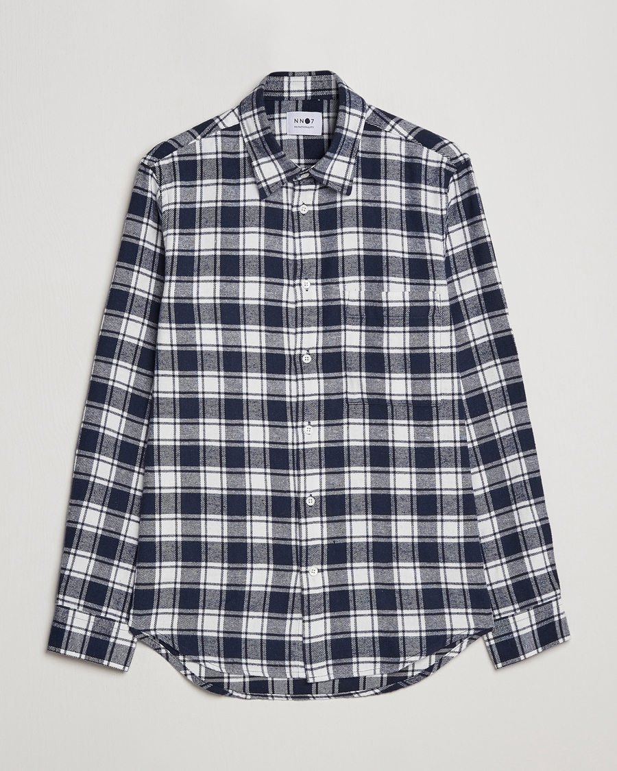 Homme | Chemises | NN07 | Arne Brushed Cotton Checked Shirt Navy/White