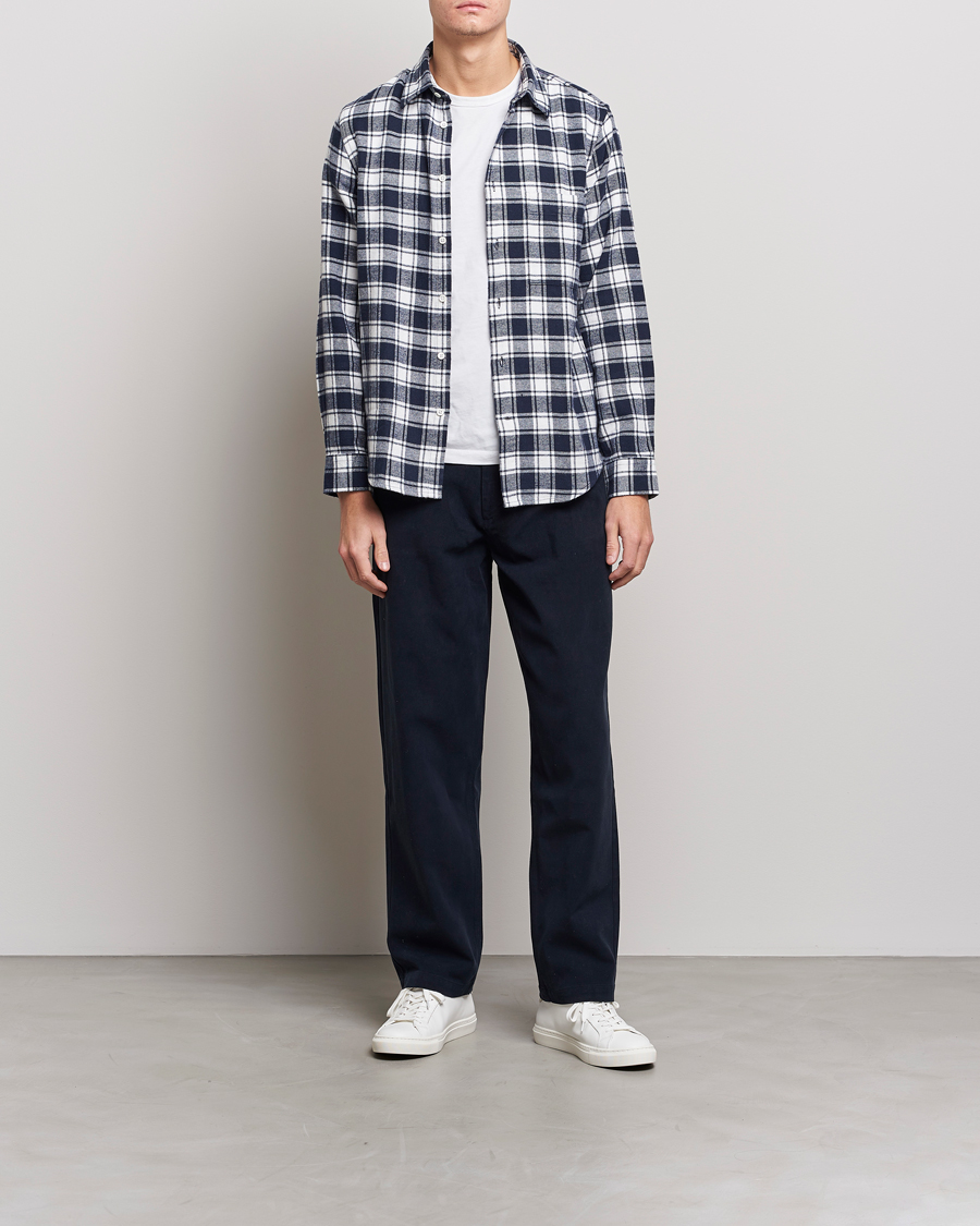 Homme | Chemises | NN07 | Arne Brushed Cotton Checked Shirt Navy/White