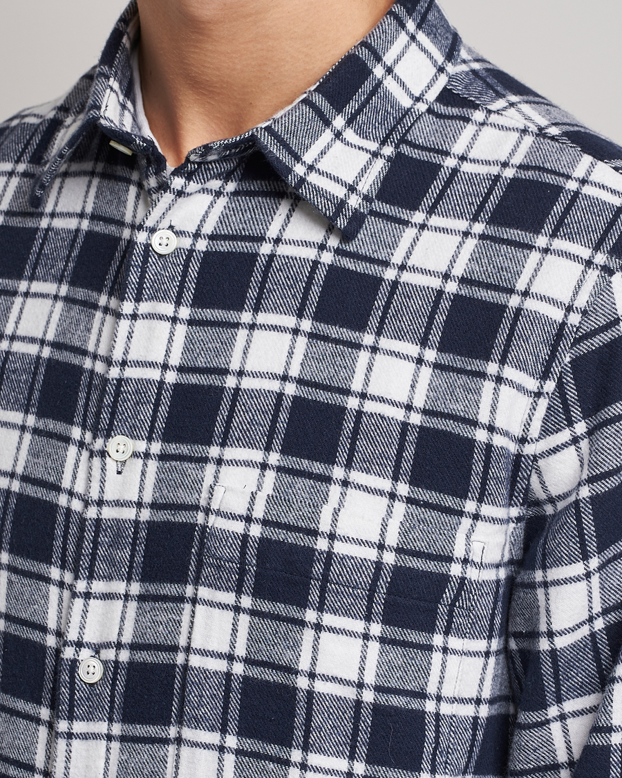 Homme | Chemises | NN07 | Arne Brushed Cotton Checked Shirt Navy/White