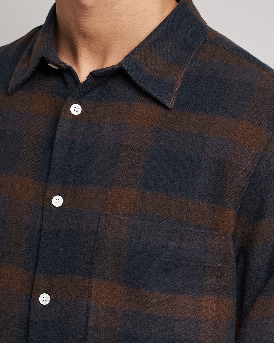 Homme | Chemises | NN07 | Arne Brushed Cotton Checked Shirt Brown/Navy