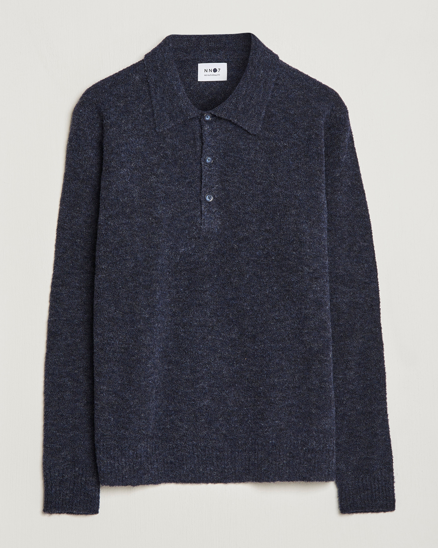 Homme | Pulls Et Tricots | NN07 | Alfie Boiled Wool Knitted Polo Blue Melange