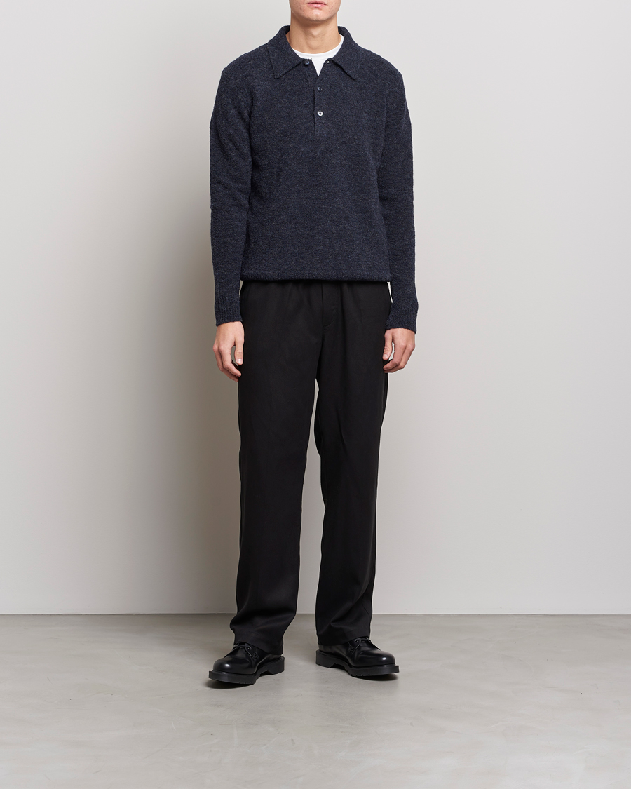 Homme | Pulls Et Tricots | NN07 | Alfie Boiled Wool Knitted Polo Blue Melange
