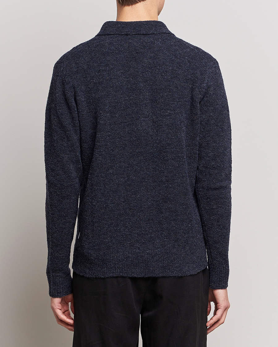 Homme | Pulls Et Tricots | NN07 | Alfie Boiled Wool Knitted Polo Blue Melange