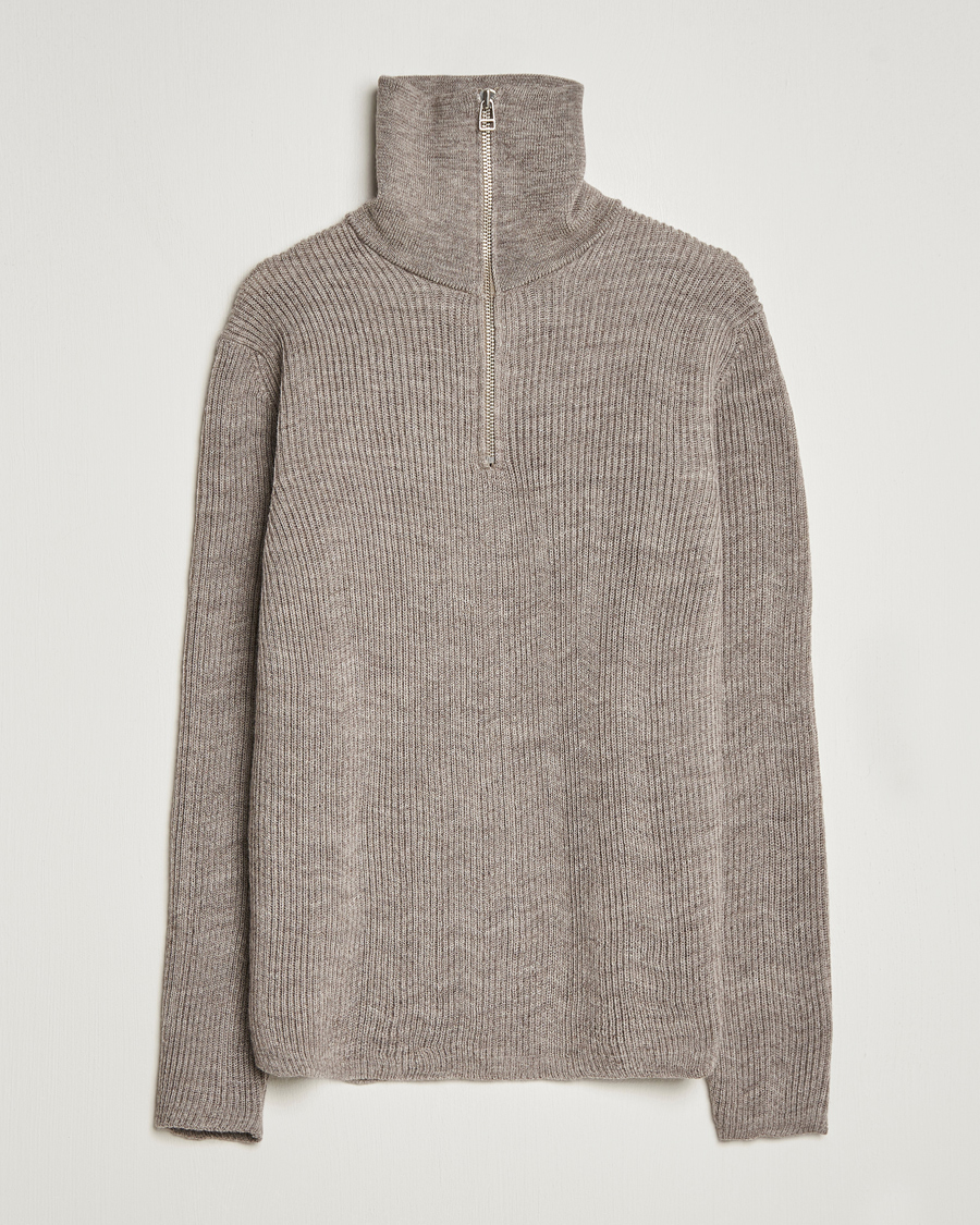 Homme | Pulls Et Tricots | NN07 | Holger Knitted Ribbed Half Zip Nature Melange