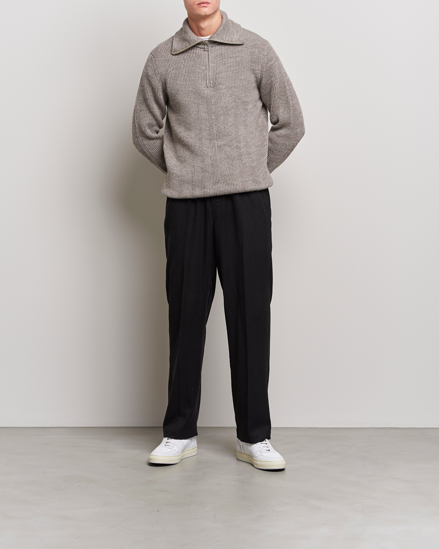 Homme | Pulls Et Tricots | NN07 | Holger Knitted Ribbed Half Zip Nature Melange