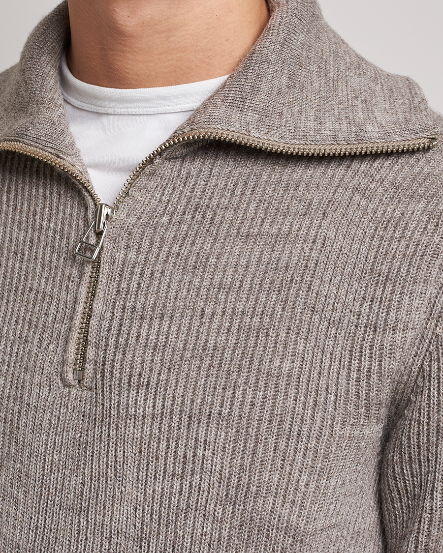 Homme | Pulls Et Tricots | NN07 | Holger Knitted Ribbed Half Zip Nature Melange