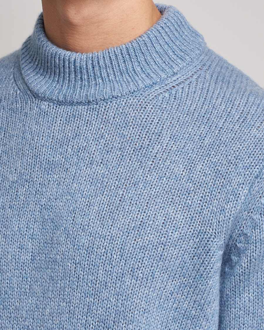 Homme | Pulls Et Tricots | NN07 | Nick Knitted Merino Mock Neck Light Blue Melange