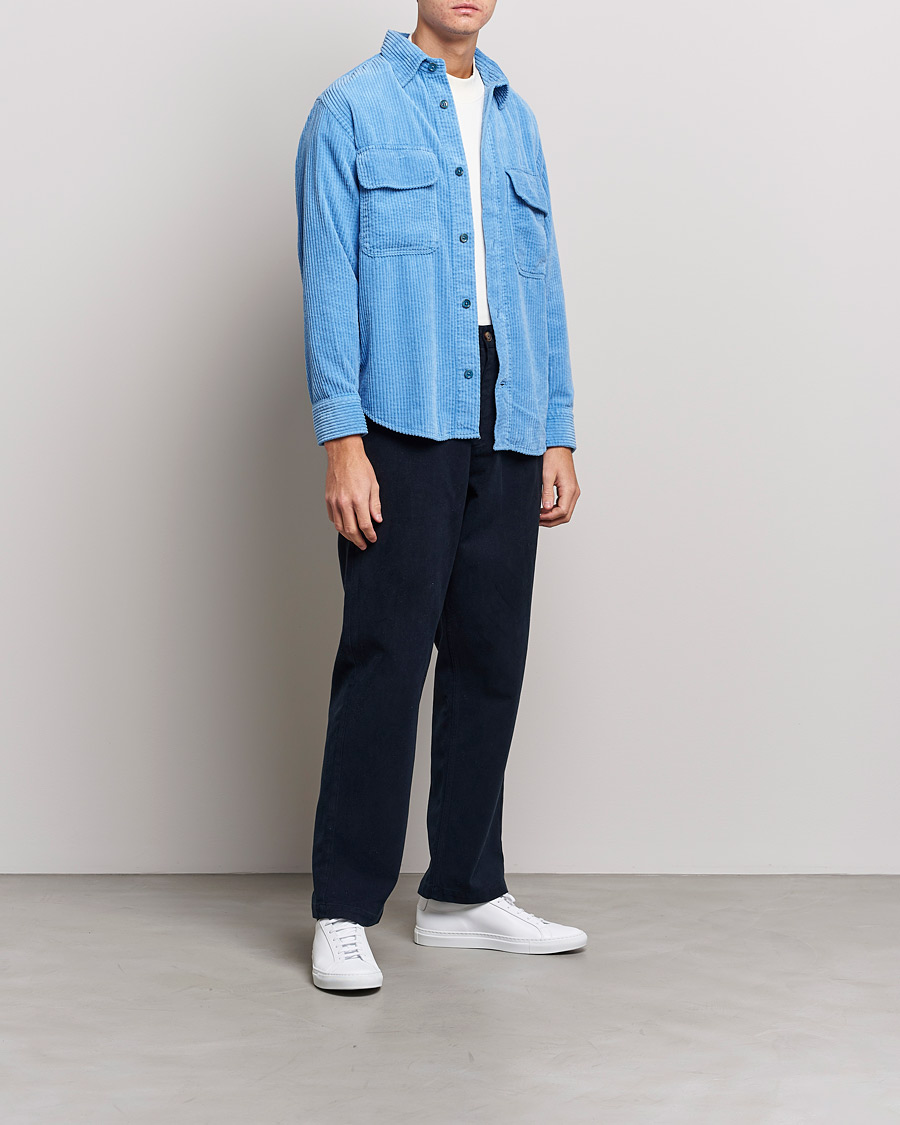 Homme | Chemises | NN07 | Folmer Corduroy Shirt Cobalt Blue