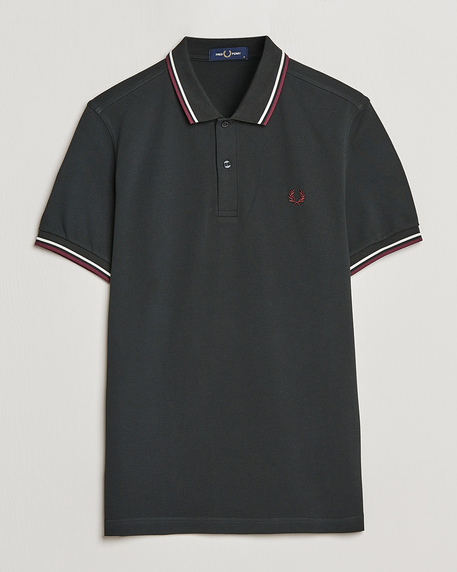 Homme | Polos | Fred Perry | Twin Tipped Polo Shirt Night Green Ecru