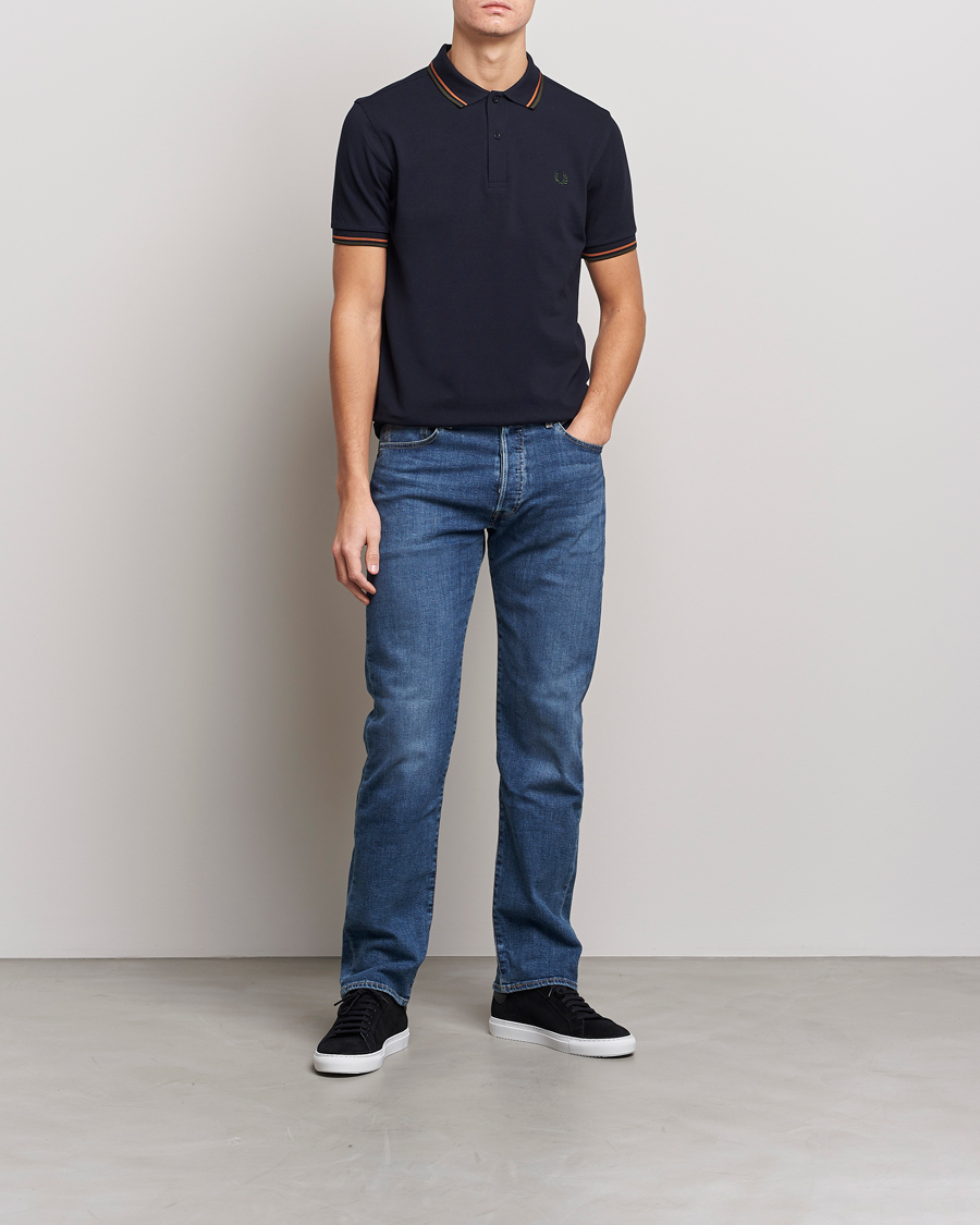 Homme | Polos | Fred Perry | Twin Tipped Polo Shirt Navy Night Green