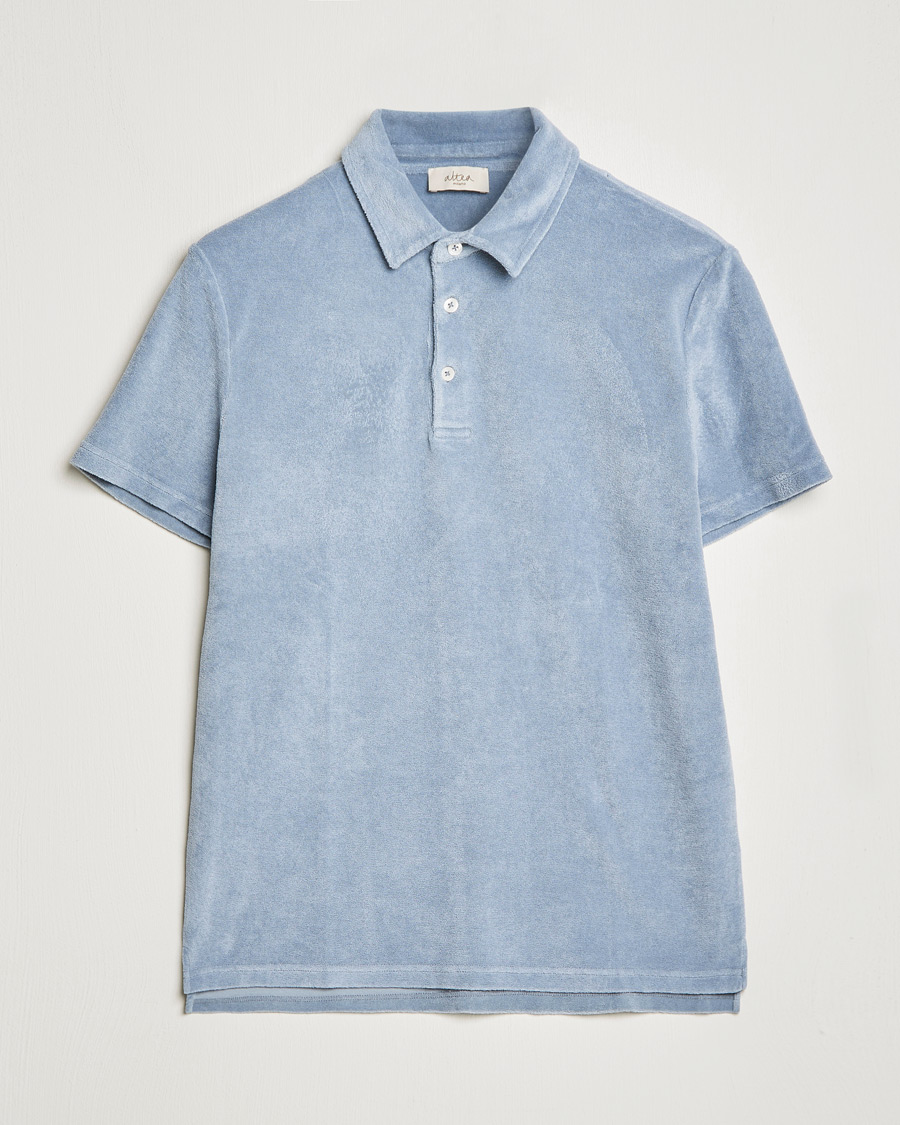 Homme | Polos | Altea | Short Sleeve Terry Polo Dusty Blue