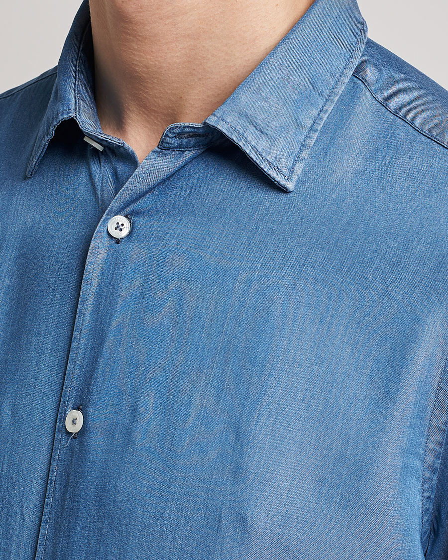 Homme | Chemises | Altea | Soft Lyocell Denim Shirt Light Indigo