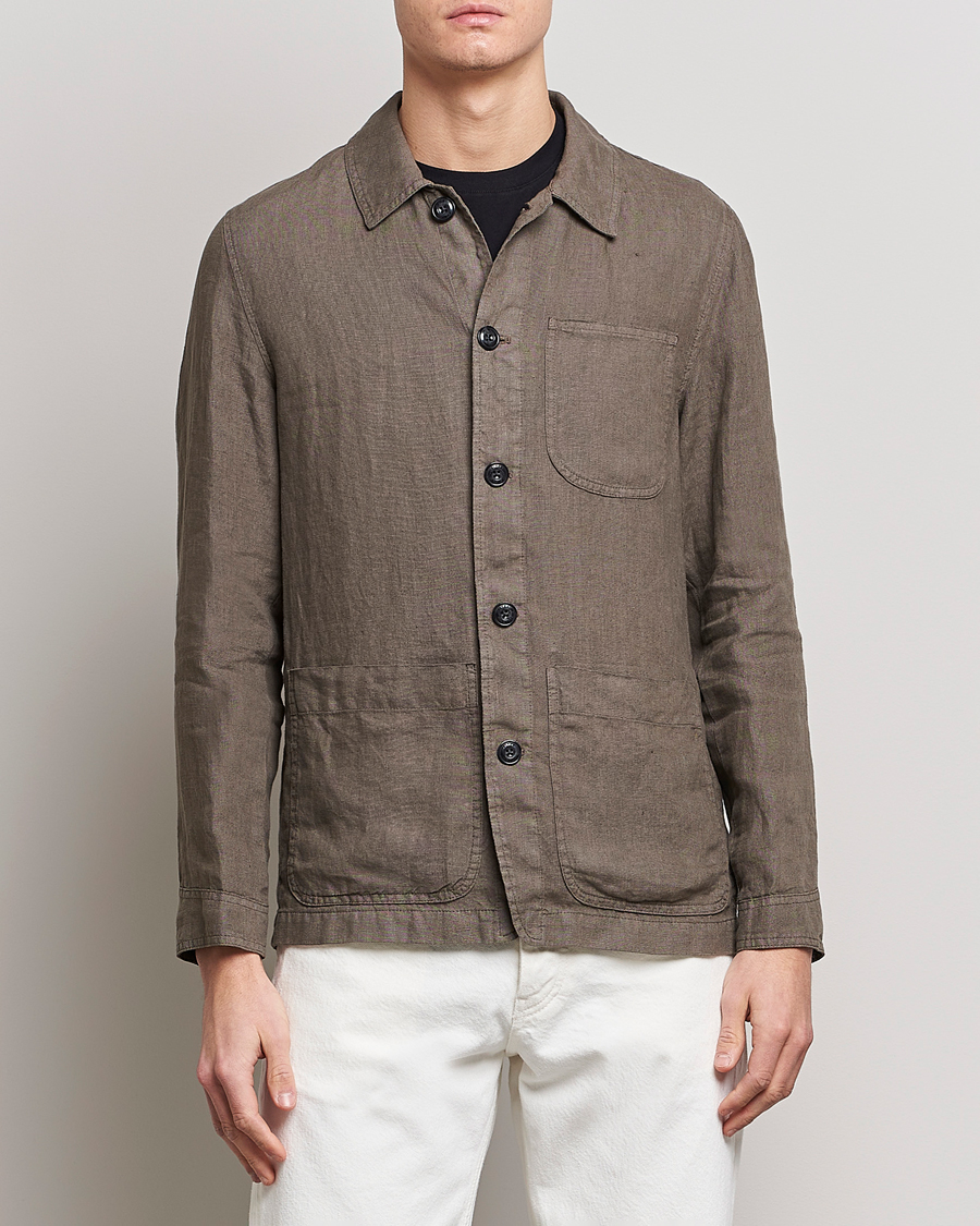 Homme | Chemises | Altea | Linen Shirt Jacket Olive