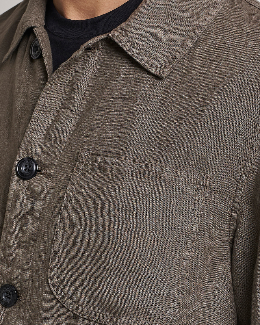 Homme | Chemises | Altea | Linen Shirt Jacket Olive