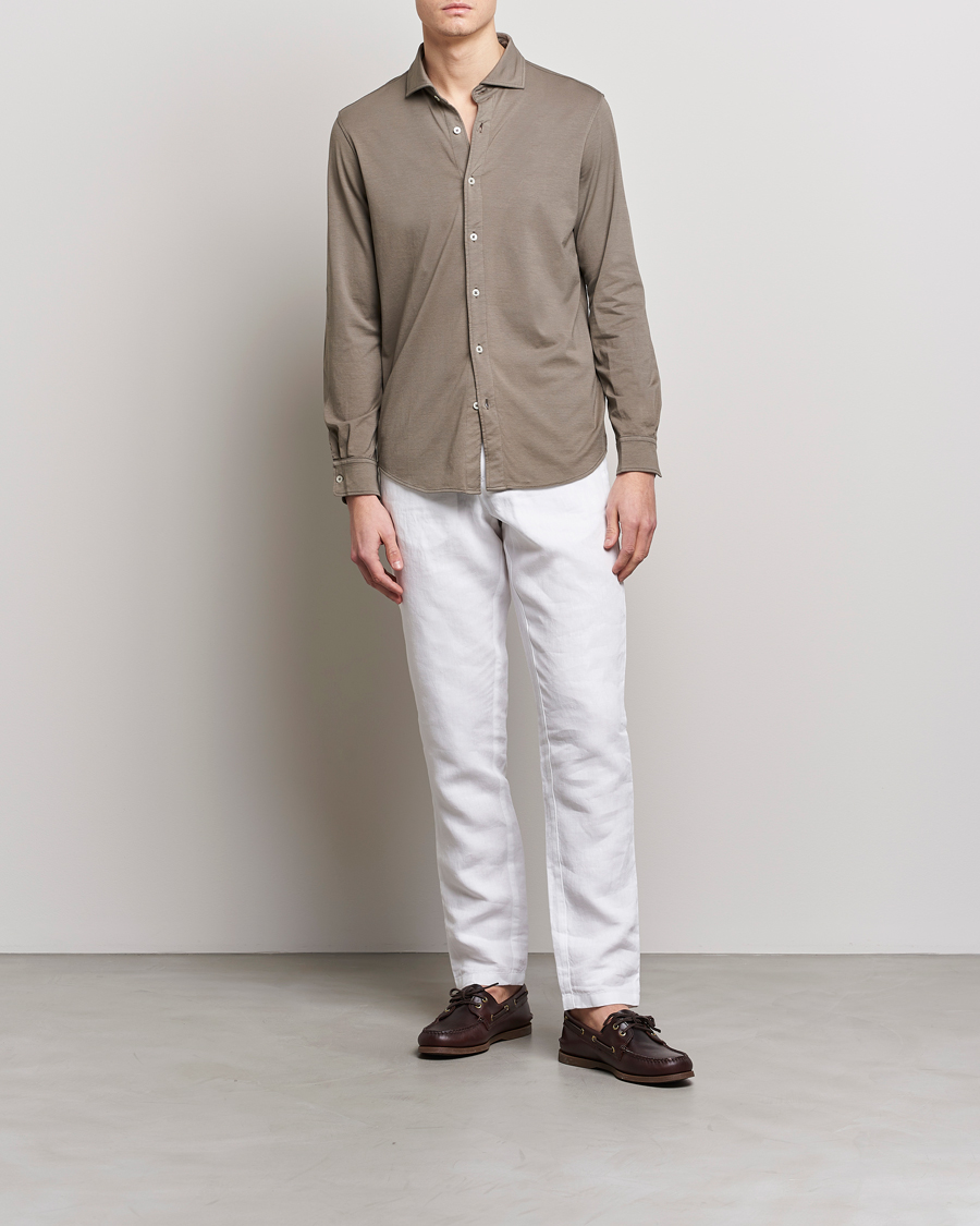 Homme | Chemises | Altea | Jersey Stretch Shirt Taupe