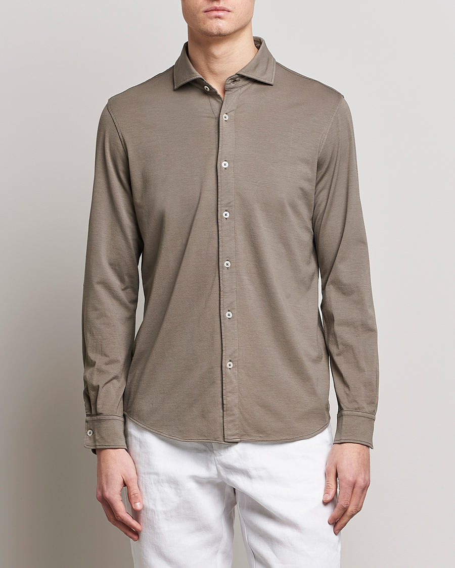 Homme | Chemises | Altea | Jersey Stretch Shirt Taupe