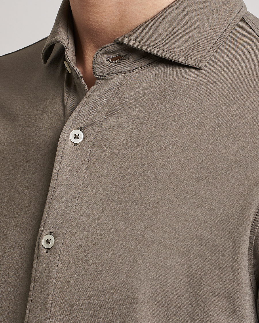 Homme | Chemises | Altea | Jersey Stretch Shirt Taupe