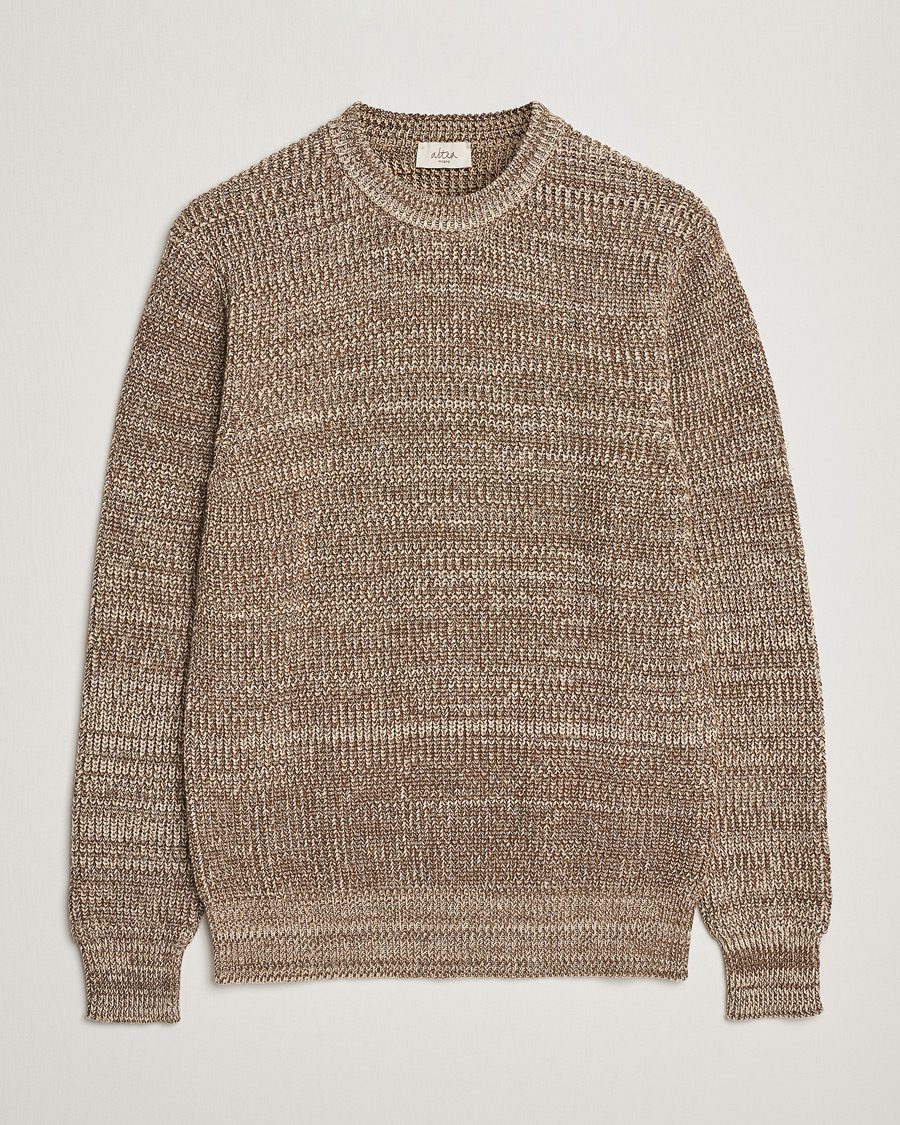 Homme | Pulls Et Tricots | Altea | Rib Cotton Sweater Brown Melange