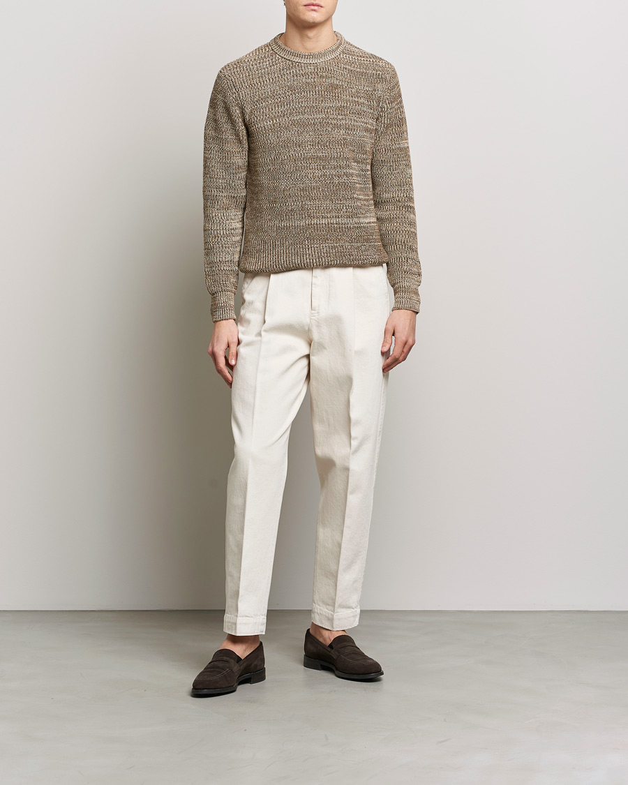 Homme | Pulls Et Tricots | Altea | Rib Cotton Sweater Brown Melange
