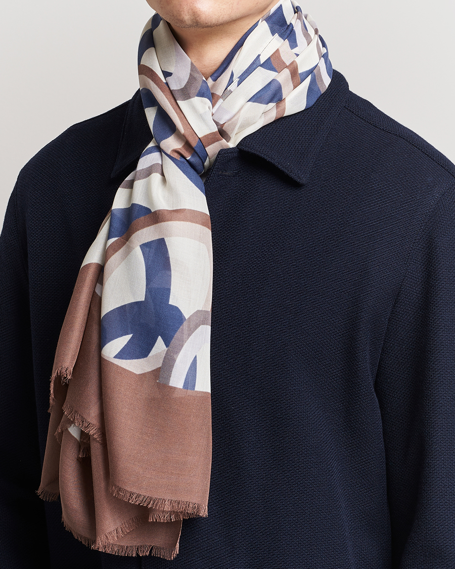 Homme | Altea Printed Scarf Navy/Brown | Altea | Printed Scarf Navy/Brown