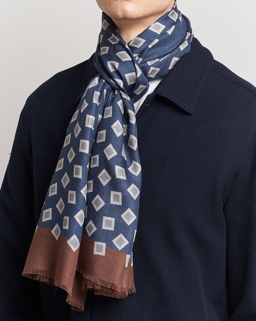 Homme | Altea Printed Scarf Navy/Grey | Altea | Printed Scarf Navy/Grey