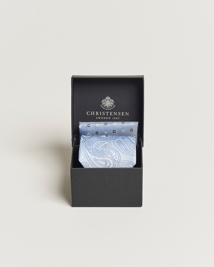 Homme | Amanda Christensen Box Set Silk 8cm Tie With Pocket Square Blue | Amanda Christensen | Box Set Silk 8cm Tie With Pocket Square Blue