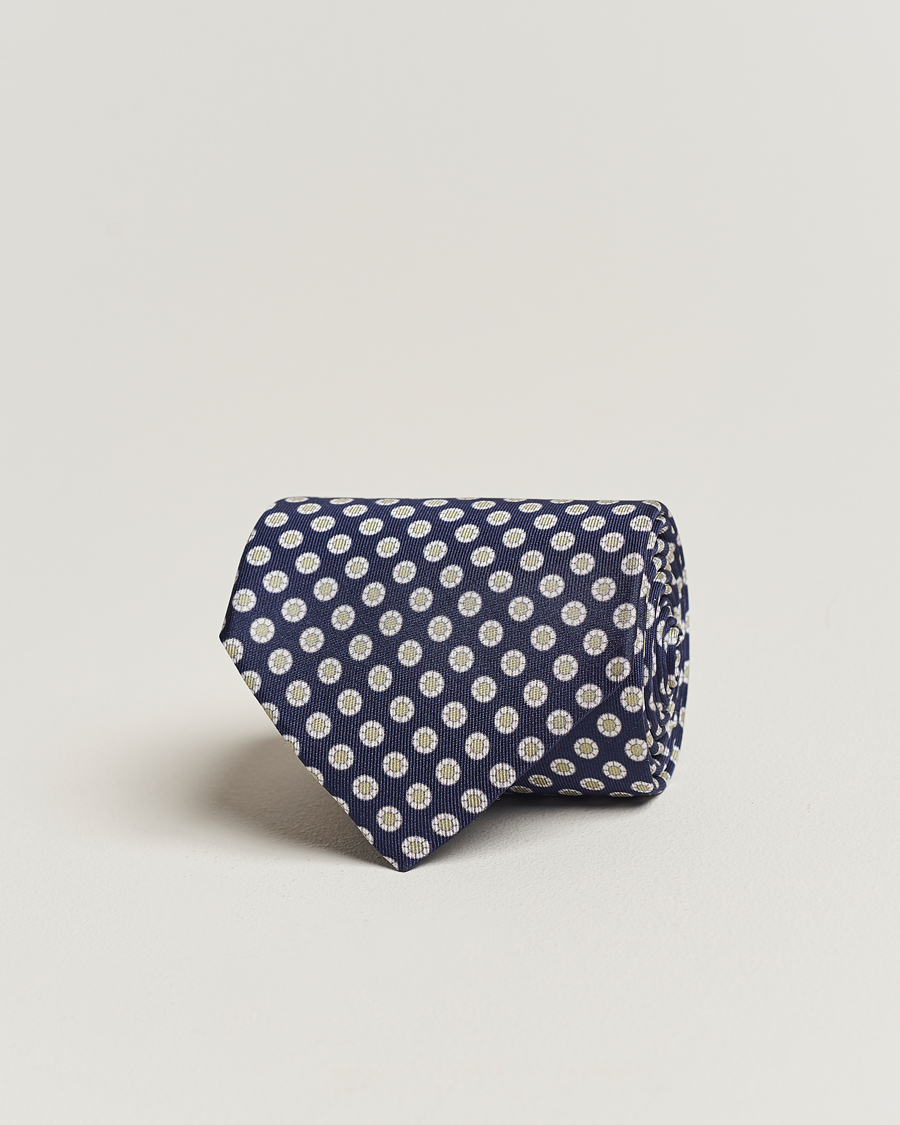 Homme | Amanda Christensen Silk Twill Printed 8cm Tie Navy/Green | Amanda Christensen | Silk Twill Printed 8cm Tie Navy/Green