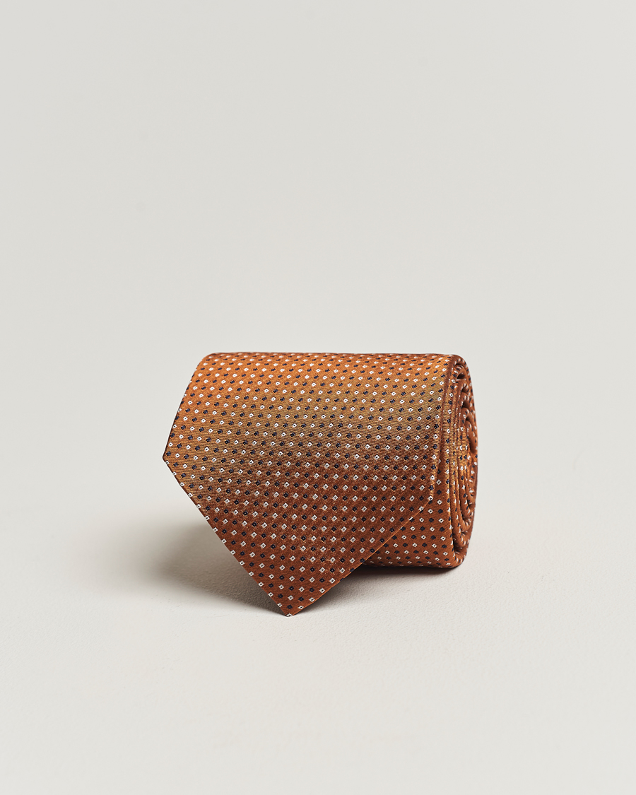 Homme | Amanda Christensen Silk Micro Printed 8cm Tie Rust Orange | Amanda Christensen | Silk Micro Printed 8cm Tie Rust Orange