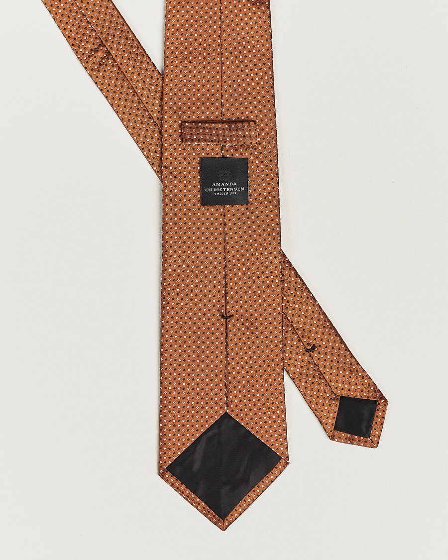 Homme | Amanda Christensen Silk Micro Printed 8cm Tie Rust Orange | Amanda Christensen | Silk Micro Printed 8cm Tie Rust Orange