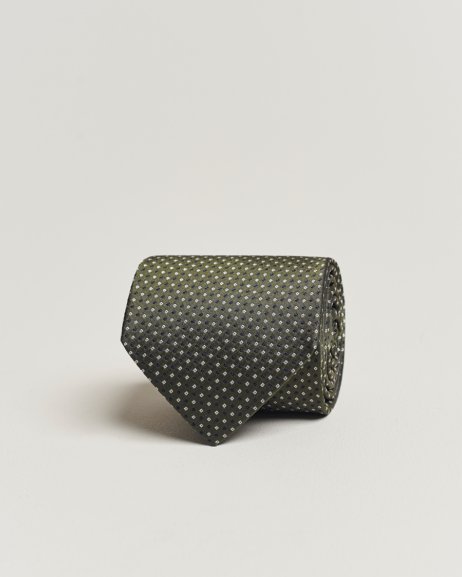Homme | Amanda Christensen Silk Micro Printed 8cm Tie Olive | Amanda Christensen | Silk Micro Printed 8cm Tie Olive
