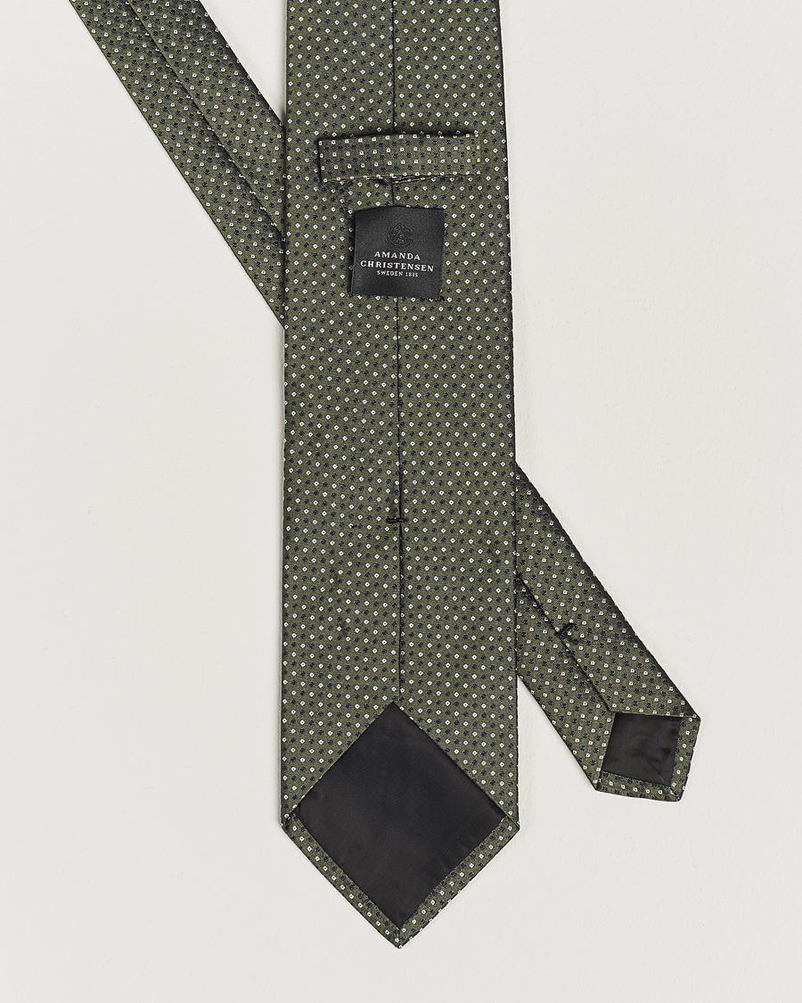 Homme | Amanda Christensen Silk Micro Printed 8cm Tie Olive | Amanda Christensen | Silk Micro Printed 8cm Tie Olive
