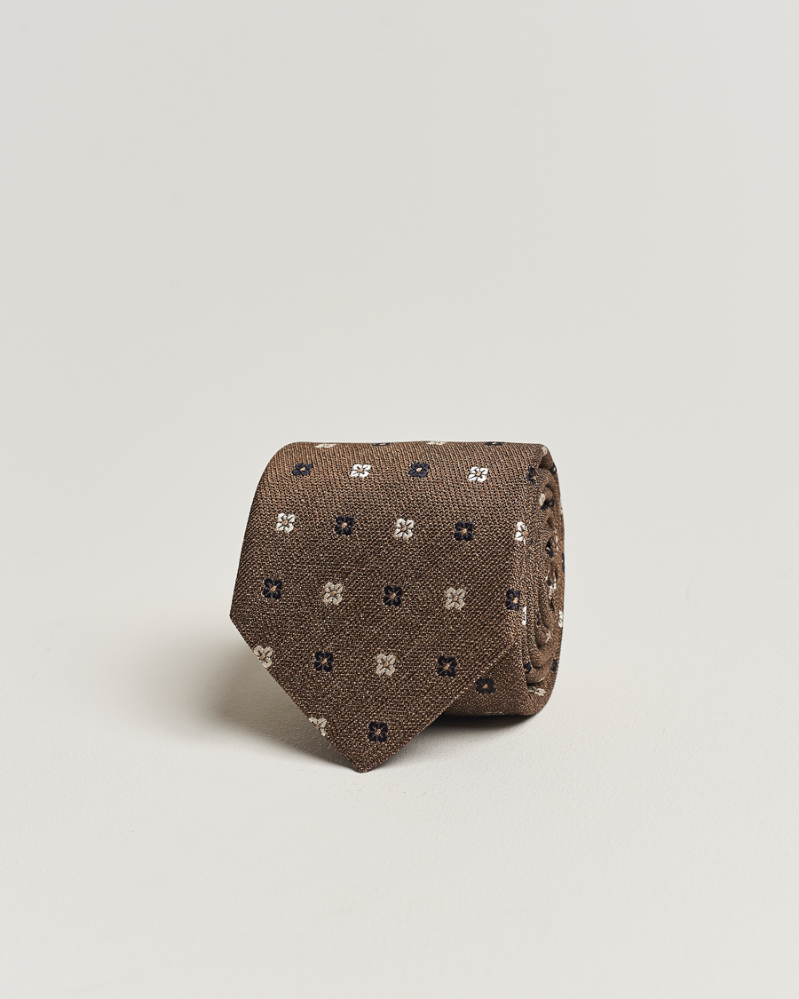 Homme | Amanda Christensen Silk Bouclé Flower 8cm Tie Beige | Amanda Christensen | Silk Bouclé Flower 8cm Tie Beige