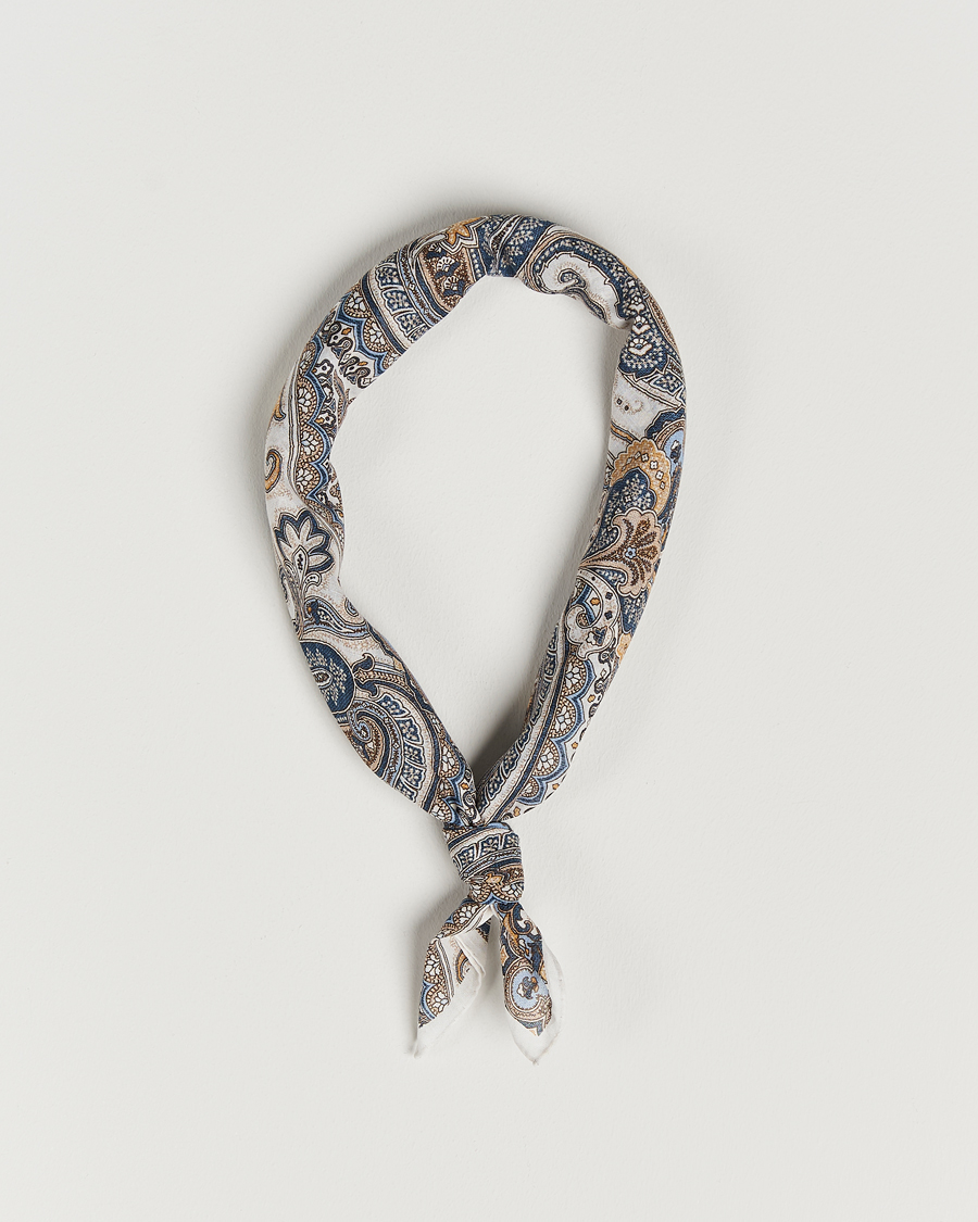 Homme | Amanda Christensen Cotton Voilé Printed Large Paisley Bandana White | Amanda Christensen | Cotton Voilé Printed Large Paisley Bandana White
