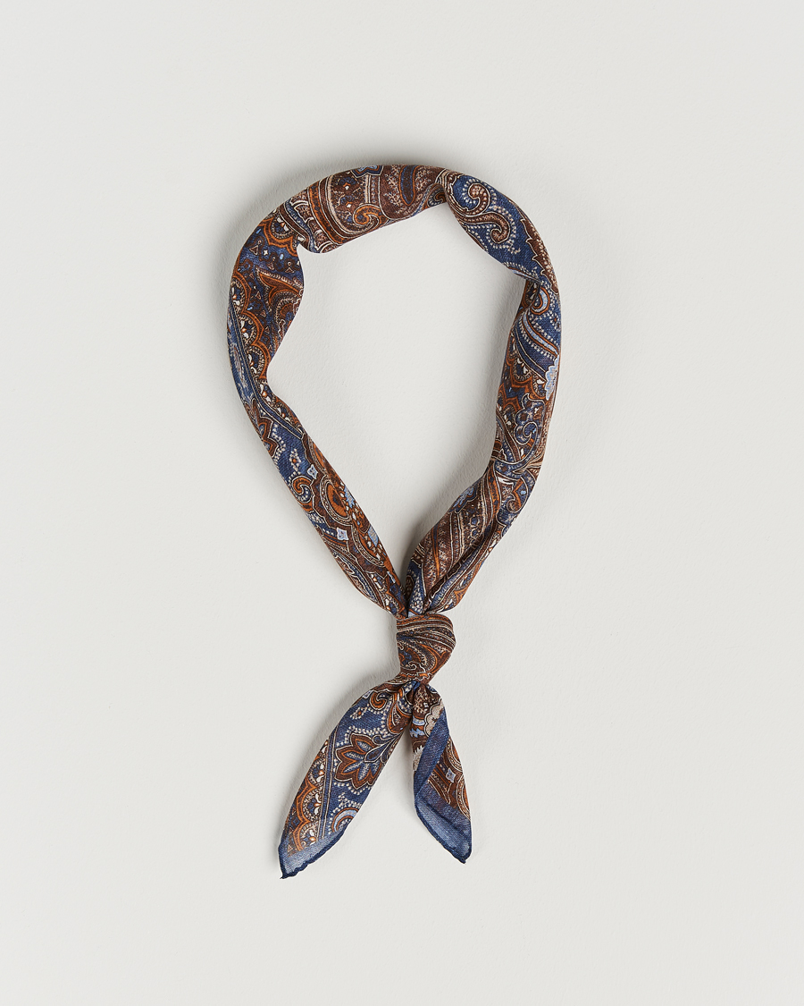 Homme | Amanda Christensen Cotton Voilé Printed Large Paisley Bandana Navy | Amanda Christensen | Cotton Voilé Printed Large Paisley Bandana Navy