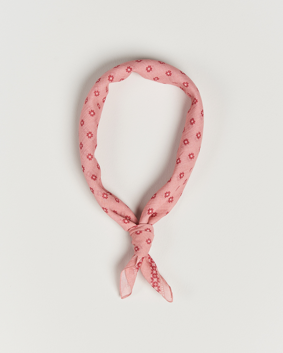 Homme | Amanda Christensen Cotton Voilé Printed Flower Bandana Red | Amanda Christensen | Cotton Voilé Printed Flower Bandana Red