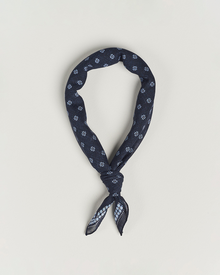 Homme | Amanda Christensen Cotton Voilé Printed Flower Bandana Navy | Amanda Christensen | Cotton Voilé Printed Flower Bandana Navy