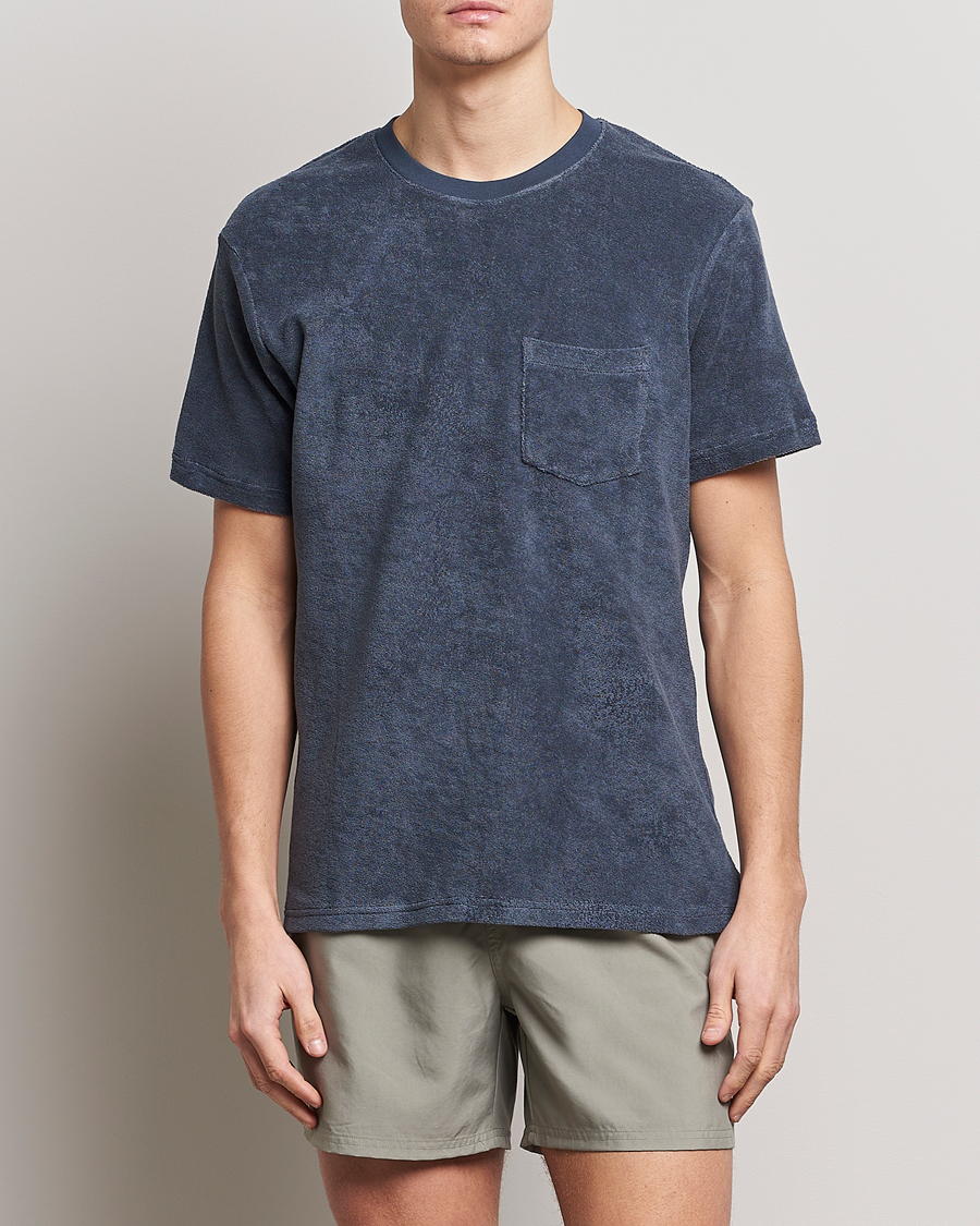 Homme | T-shirts | Bread & Boxers | Terry Crew Neck T-Shirt Smoky Blue