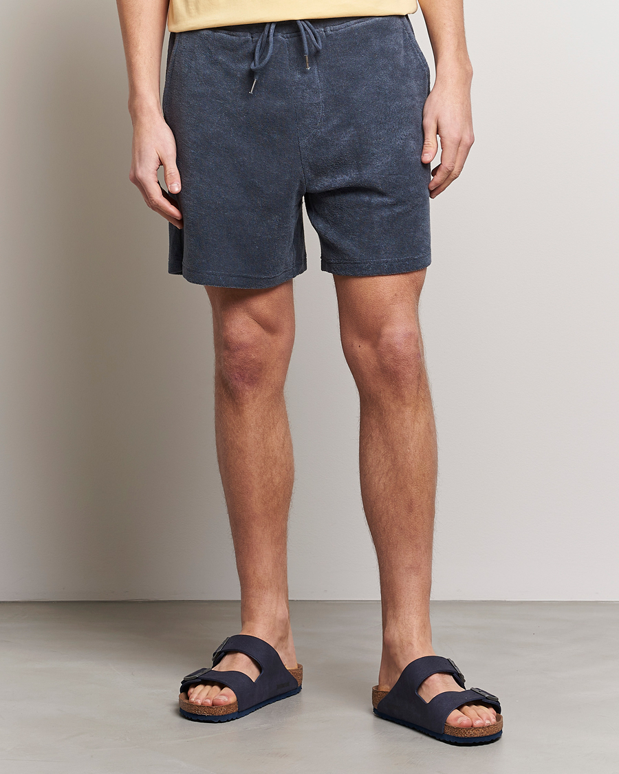 Homme | Shorts | Bread & Boxers | Terry Drawstring Shorts Smoky Blue