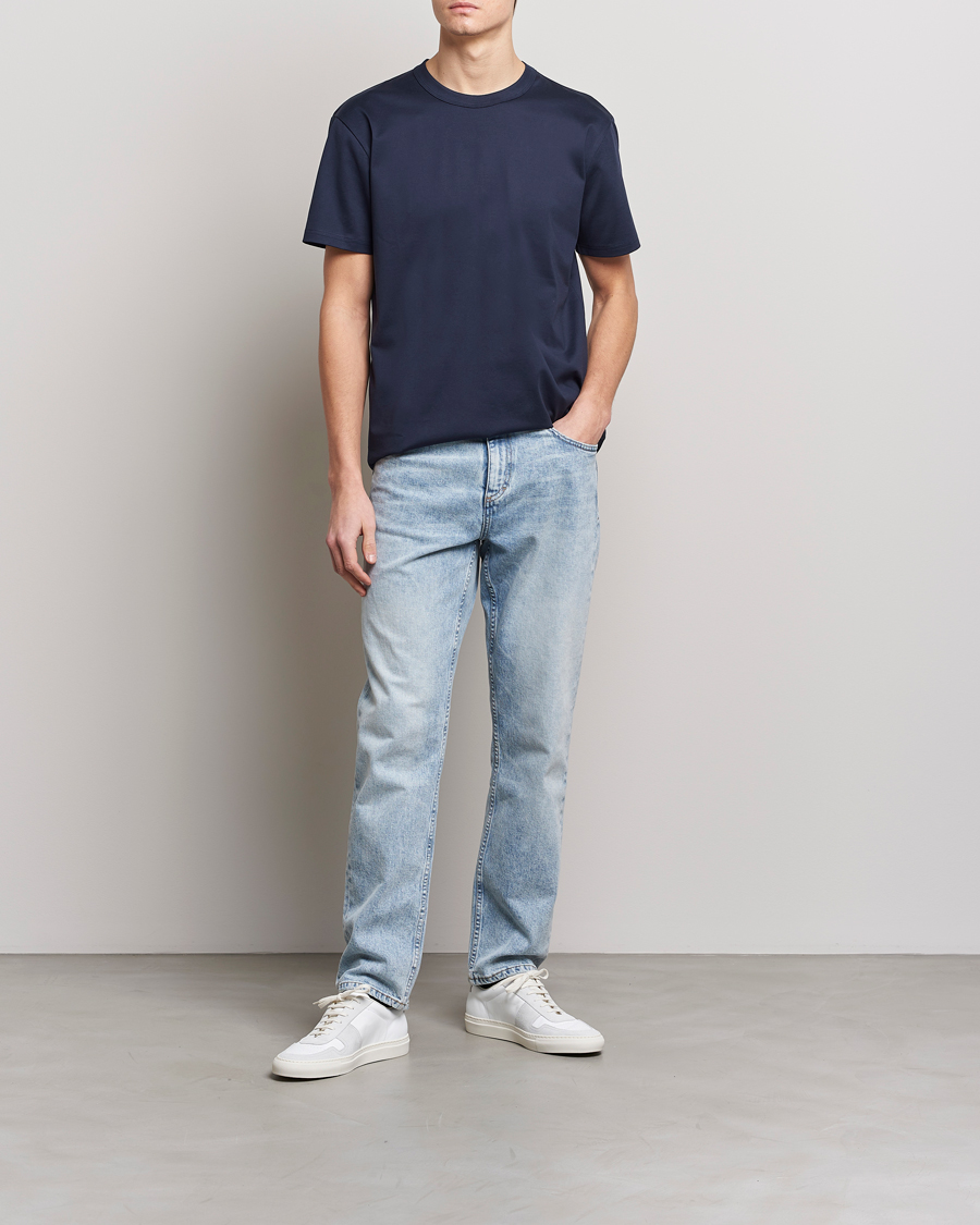 Homme | T-shirts | Bread & Boxers | Pima Cotton Crew Neck T-Shirt Navy Blue